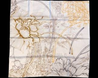 Hermes silk scarf "A l'Ombre des Pivoine" with box and tag
