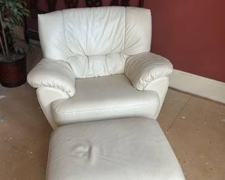 Leather chair and ottoman