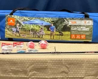 Fishing Rod With Accessories And Canopy Shade