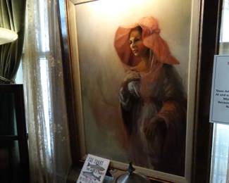 Lg Original Oil on Canvas "A Southern Lady" by Dick Holms of Galveston area