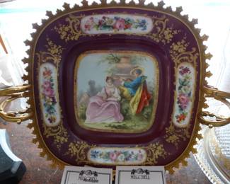 unbelievable ! seraguimines / Sevres Hand Decprated & Painted Bowl in Gold metal Fraame and back mark dated 1753-4