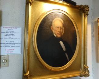 An Important matched pair of Original Portraits in Original Untouched rames - This is Capt. (Sea) Amos Holloway (next is Wife Abigailz0 from Portland Maine psainted in 1840 and attributed to William Matthew Prior also of Portland at that time