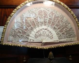 A fine example of an antique French Lace Fan in a great frame