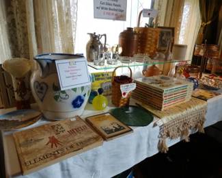 every talbe is loaded w/ collectibles and smalls (& more books)