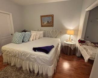 King size bed with wicker headboard