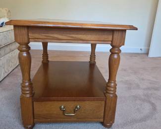 Side table with shelf and drawer