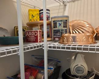 Copper molds, cookie cutters, mixer, hand mixer and tins