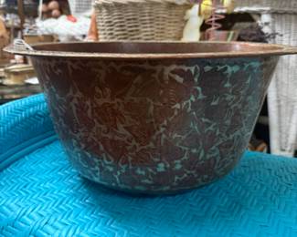 Antique Copper & Brass Sink with Leaf Motif  