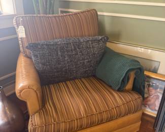 gorgeous leather and fabric armchair