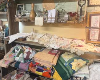 beautiful quilts, doilies, craft items