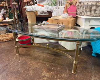 Beautiful brass & beveled glass coffee table 