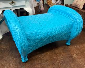 Vintage wicker or rattan ottoman or stool/bench boho chic style