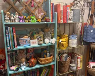 vintage toys, cookbooks, books