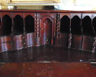 Slant front desk, interior.