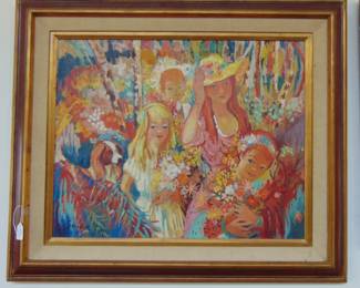 Gaston oil on canvas, framed.