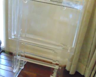 Lucite TV trays and stand.