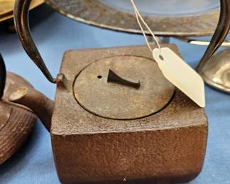 Signed Japanese cast iron tea kettle.