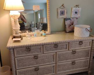 Wicker dresser and mirror