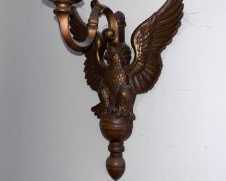 Pair of vintage eagle syroco wall candle sconces 