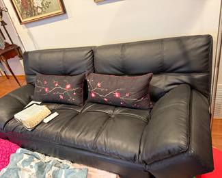 Black leather sofa
