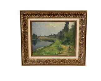 Oil Painting, River Landscape, Framed
