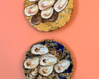 Haviland Limoges oyster plates. Lower plate signed presidential