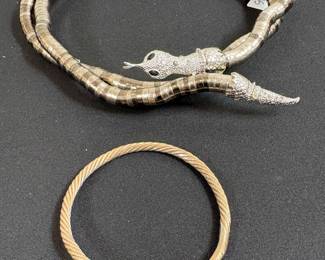 Neck wrap (top) and silver bracelet (lower)