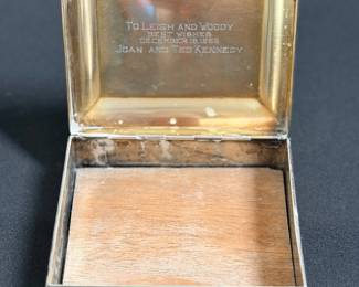 Gorham sterling silver trinket box with personalized inscription from Joan and Ted Kennedy