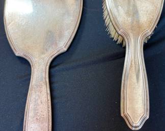 Tiffany & Co. sterling silver mirror and brush (no monograms)