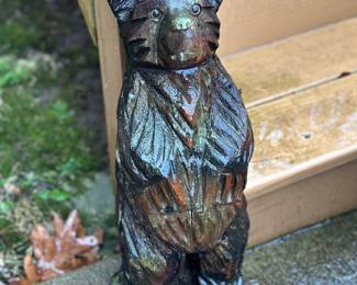 Wood, hand carved bear 