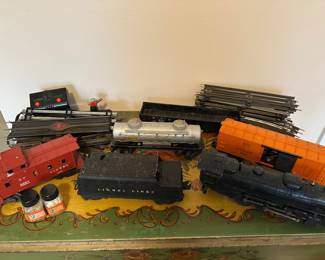 Antique metal train set 