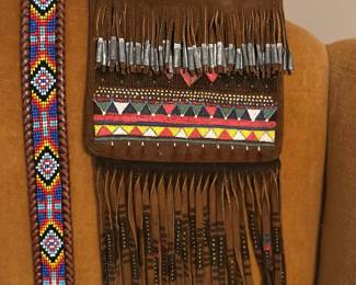 Suede  Native American craftsmanship , fringe purse 