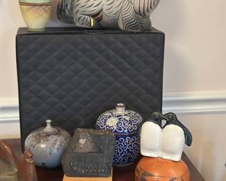 Persian cat sculpture, stone sea lion sculpture, aluminum sculpture, decorative stone plaque with Viking ship, 