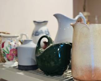 Collection of pitchers, crocks 