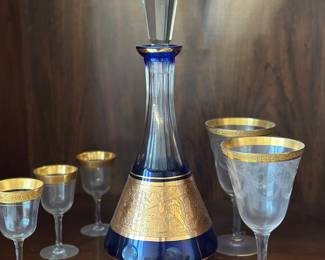 Cobalt blue Bohemian carafe