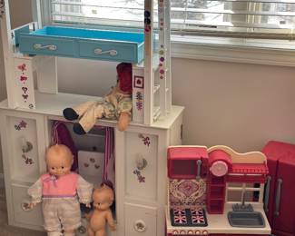 American girl doll bed , cabinet