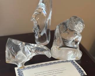 Kosta Boda T-Rex, Paul Hoff Crystal brontosaurus dinosaur 