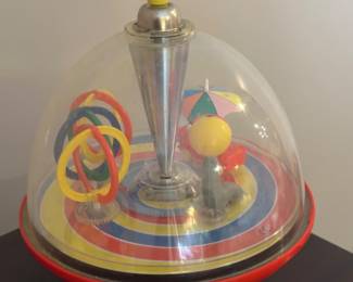 Vintage  LBZ musical circus themed spinning top 1950s
