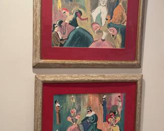 Expressionist artist, theatrical scene in costumes 