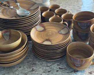 Sango splash brown stoneware dishes 