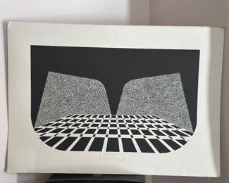 Black and white illusion geometric art by KALBE 100% rag paper 
