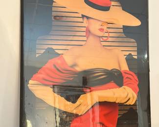 1980's Art Deco style print on wood " Fashion Feista"