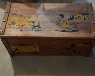 1950s kids toy  chest colorful hand painted