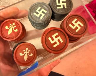 German Clay Checker Game Pieces