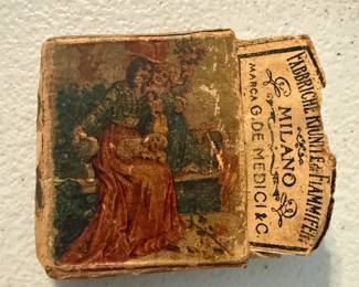 1890-1920 Antique Italian Match Safe Holder, Fabbrica Fiammiferi Milano Kitten Advertisment