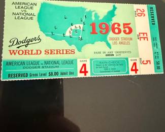 1965 Game 4 Dodgers World Series Ticket Stub - Against Minnesota Twins @ Dodgers Stadium