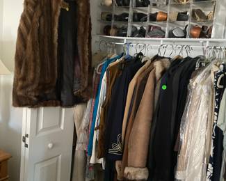 Leather jackets, mink jacket, high end clothes priced at a heavy discount