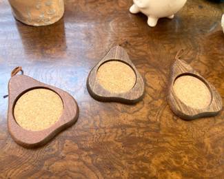 Handcrafted wooden teardrop candle holders, set of 3