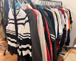 Assorted clothing lot, sweaters, shirts, casual and dress wear