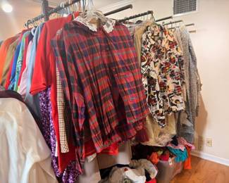 Women's clothing lot, plaid flannel shirts, floral tops, blouses
